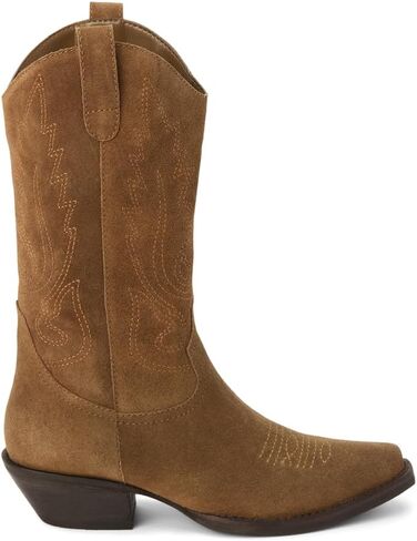 Coconuts by Matisse Womens Gaucho Embroidered Snip Toe Casual Boots Mid Calf Low Heel 1-2" - Black in Saudi Arabia