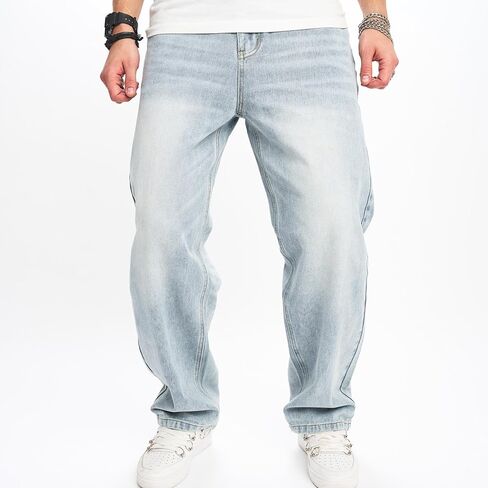 Weibumaoyi للرجال جينز الساق المستقيم ساق الساق النجار سراويل سراويل فضفاضة ملائمة in Kuwait