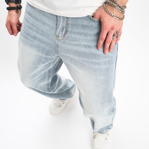 Weibumaoyi للرجال جينز الساق المستقيم ساق الساق النجار سراويل سراويل فضفاضة ملائمة in Kuwait