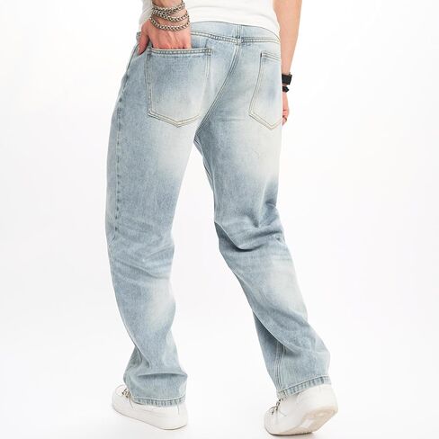 Weibumaoyi للرجال جينز الساق المستقيم ساق الساق النجار سراويل سراويل فضفاضة ملائمة in Kuwait