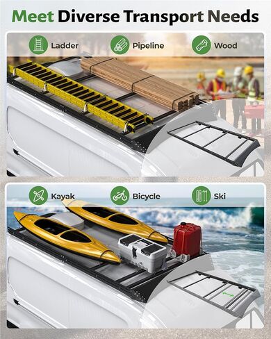 StarONE Adjustable Solar Van Roof Rack fit for Ford Transit 148" WB (Low/Medium/High Roof) | Multi-Functional Roof Rack for Solar Panels,Side Tents,Ladder & Accessories in Saudi Arabia
