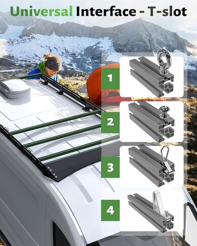 StarONE Adjustable Solar Van Roof Rack fit for Ford Transit 148" WB (Low/Medium/High Roof) | Multi-Functional Roof Rack for Solar Panels,Side Tents,Ladder & Accessories in Saudi Arabia