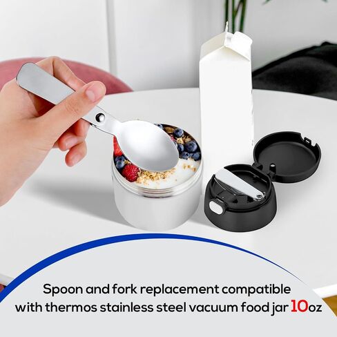 BOXOB 2pcs Folding Spoon & 2pcs Foldable Forks for Thermos Funtainer 10oz Food Jars, Portable Replacement Stainless Steel Spoons Forks for Travel Camping Picnic Outdoor Activities in Kuwait