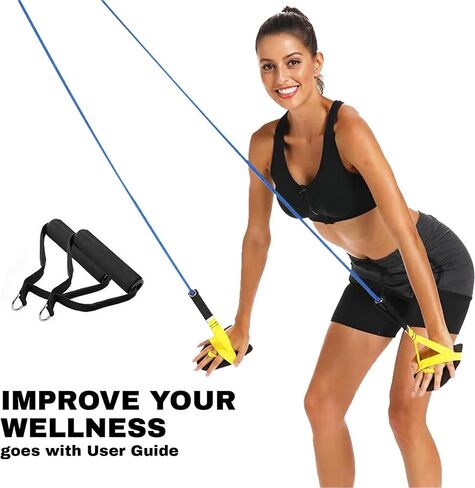 Swimming Resistance Band Set with Hand Paddles Handles Exercise Workout Bands for Women Men 1.2m Stretch Cord in Saudi Arabia