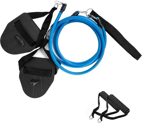 Swimming Resistance Band Set with Hand Paddles Handles Exercise Workout Bands for Women Men 1.2m Stretch Cord in Saudi Arabia