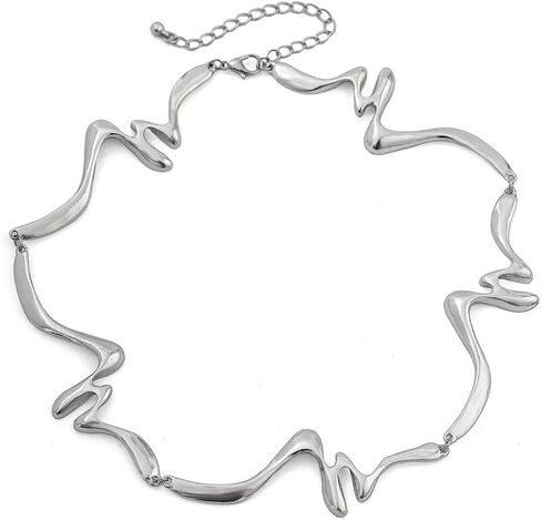 Chunky Silver/Gold Plated Metal Buckle Collar Necklace for Women Men,Thick Geometric Metallic Unisex Abstract Choker Necklace Statement Fashion Chain Necklace Cool Punk Jewelry (gold) in Saudi Arabia