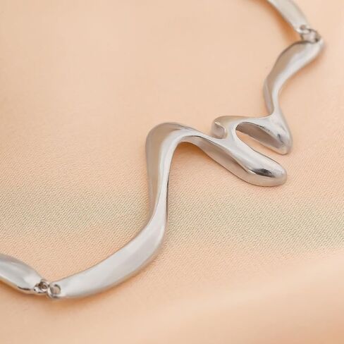 Chunky Silver/Gold Plated Metal Buckle Collar Necklace for Women Men,Thick Geometric Metallic Unisex Abstract Choker Necklace Statement Fashion Chain Necklace Cool Punk Jewelry (gold) in Saudi Arabia