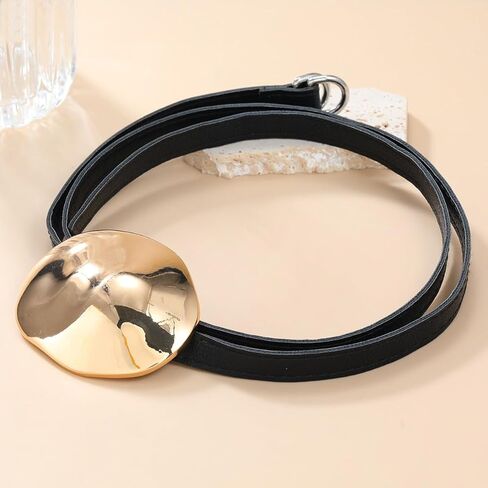 قلادة من الفضة/الذهب المطلي بالولاء المعدني قلادة لنساء الرجال ، والجنسين الهندسي السميك للجنسين مجردة قلادة القلادة البيان عبارة عن سلسلة أزياء سلسلة أزياء بارد الشرير (الذهب) in Kuwait