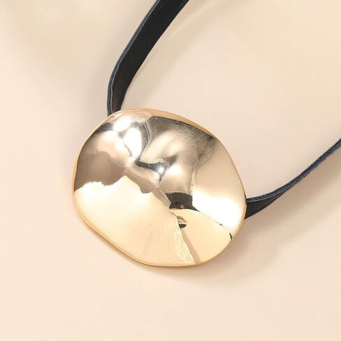 قلادة من الفضة/الذهب المطلي بالولاء المعدني قلادة لنساء الرجال ، والجنسين الهندسي السميك للجنسين مجردة قلادة القلادة البيان عبارة عن سلسلة أزياء سلسلة أزياء بارد الشرير (الذهب) in Kuwait