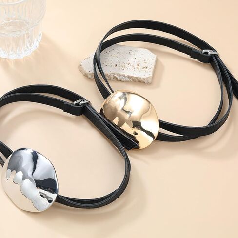 قلادة من الفضة/الذهب المطلي بالولاء المعدني قلادة لنساء الرجال ، والجنسين الهندسي السميك للجنسين مجردة قلادة القلادة البيان عبارة عن سلسلة أزياء سلسلة أزياء بارد الشرير (الذهب) in Kuwait