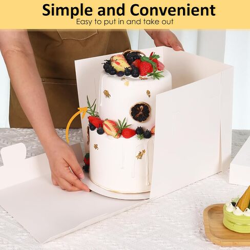 Moretoes 16 حزمة صناديق الكيك ، حاويات كعكة طويلة 12 × 12 × 12 بوصة مع نافذة لكعك الطبقة ، حاملة مخبز متينة يمكن التخلص منها مع أغطية ، لعيد الحب ، عيد الأم ، حفل زفاف ، عيد ميلاد in Saudi Arabia
