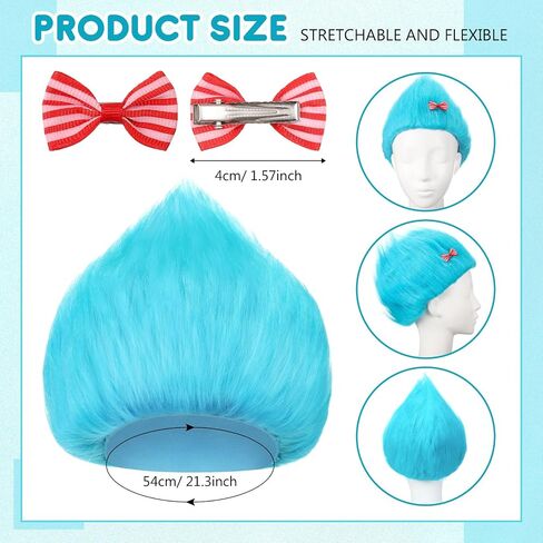 Geyoga 2 Set Blue Thing Cosplay Kit with Blue Wig Red Bow Blue Thing Wig Blue Afro Wig for 100th Day Of School Costume Party in Saudi Arabia