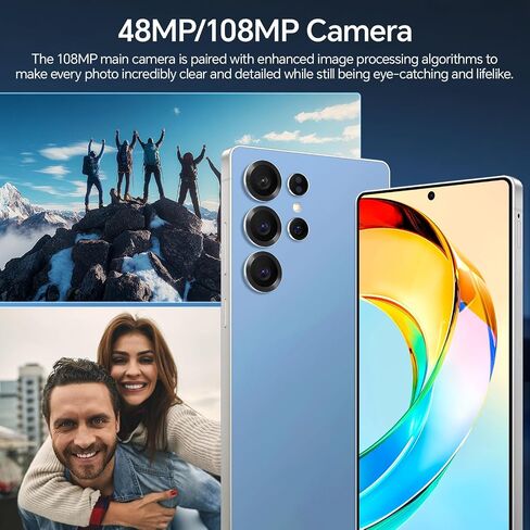 Unlocked Phones P25 Ultra Build-in Pen, Snapdragon 888, 5G Dual SIM Dual Standby, 6.9" Screen Android 14 Mobile Phone, 12GB+512GB Smartphone, 6800mAh Battery, 48MP+108MP Camera Phone, Face ID Grey in Saudi Arabia