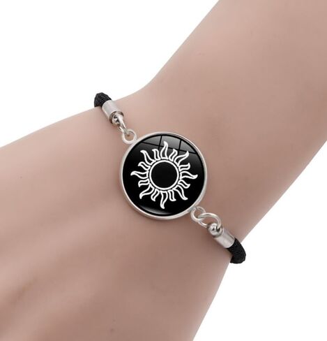 2pcs sun star moon glow-in-the-dark bracelets, men's and women's black leather bracelets, sun moon star couple bracelets in Saudi Arabia