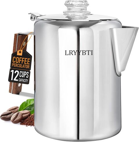 Percolator وعاء الفولاذ المقاوم للصدأ في التخييم وعاء القهوة لا الألمنيوم أو التخييم البلاستيكي القهوة ستوفتوب (9 كوب) in Kuwait