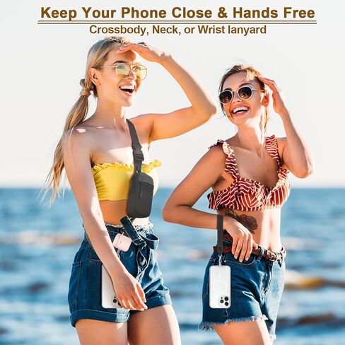 مقطع وارتداء حزام للهاتف مع Crossbody محفظة (محفظة قابلة للانفصال RFID) - حزام هاتف قابل للتعديل مع وسادة السيليكون الناعمة ، حبل الهاتف العالمي مع علامات تبويب 360 درجة قابلة للتدوير لجميع الهواتف in Saudi Arabia