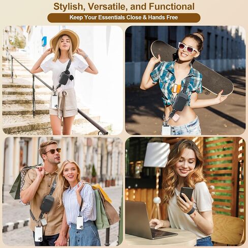مقطع وارتداء حزام للهاتف مع Crossbody محفظة (محفظة قابلة للانفصال RFID) - حزام هاتف قابل للتعديل مع وسادة السيليكون الناعمة ، حبل الهاتف العالمي مع علامات تبويب 360 درجة قابلة للتدوير لجميع الهواتف in Saudi Arabia