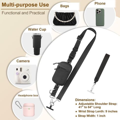 مقطع وارتداء حزام للهاتف مع Crossbody محفظة (محفظة قابلة للانفصال RFID) - حزام هاتف قابل للتعديل مع وسادة السيليكون الناعمة ، حبل الهاتف العالمي مع علامات تبويب 360 درجة قابلة للتدوير لجميع الهواتف in Saudi Arabia
