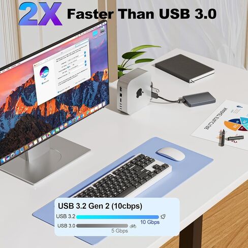 Mac mini M4 Dock 5 in 1 Hub, Military-Grade Drop Protection Case with 3xUSB-A 5Gbps Ports, USB-A Data Port, SD/TF Card Reader for Mac mini M4/M4 Pro - Black in Kuwait