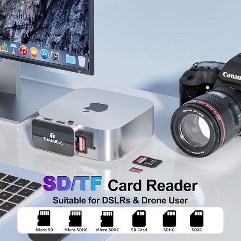 Mac mini M4 Dock 5 in 1 Hub, Military-Grade Drop Protection Case with 3xUSB-A 5Gbps Ports, USB-A Data Port, SD/TF Card Reader for Mac mini M4/M4 Pro - Black in Kuwait
