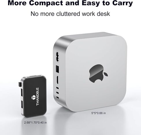 Mac mini M4 Dock 5 in 1 Hub, Military-Grade Drop Protection Case with 3xUSB-A 5Gbps Ports, USB-A Data Port, SD/TF Card Reader for Mac mini M4/M4 Pro - Black in Kuwait