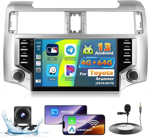 راديو سيارة لـ Toyota 4Runner 2010-2019: [2G+64G] ستيريو سيارة 9 بوصة مع Carplay Android Auto ، ترقية شاشة تعمل باللمس لـ 4Runner مع كاميرا النسخ الاحتياطي DSP in Kuwait