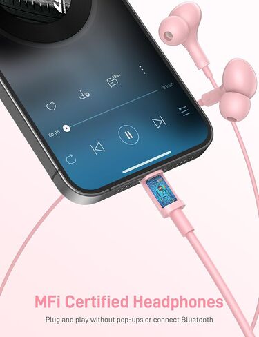 iMangoo for MFi-Certified Lightning Wired Earbuds for Apple,Magnetic in Ear Buds Headphones with HiFi Bass,3 Ear Tips & Mic Corded Earphones for Gym,Commuting,Home for iPhone 14 Plus 13 12 11 Pro Max in Saudi Arabia