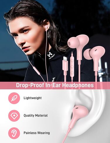 iMangoo for MFi-Certified Lightning Wired Earbuds for Apple,Magnetic in Ear Buds Headphones with HiFi Bass,3 Ear Tips & Mic Corded Earphones for Gym,Commuting,Home for iPhone 14 Plus 13 12 11 Pro Max in Saudi Arabia