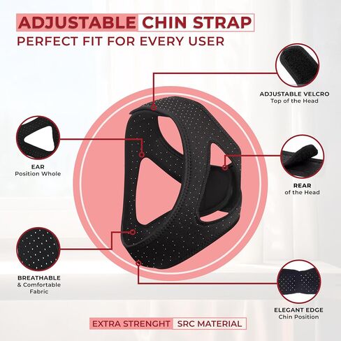Premium Chin Strap for Sleeping, Breathable, Comfortable CPAP Chin Strap for snoring- Airflow jaw Strap for Men and Women, Adjustable Snore Stopper Chin Strap, Keep Mouth Closed While Sleeping in Saudi Arabia