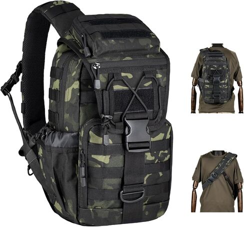 Tactical sling Backpack for men- 25l Large Army one shoulder Backpacks For Men Camping Hiking Trekking Daypack Rucksack (black-15.6) in Kuwait