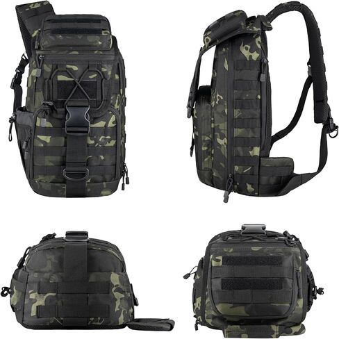 Tactical sling Backpack for men- 25l Large Army one shoulder Backpacks For Men Camping Hiking Trekking Daypack Rucksack (black-15.6) in Kuwait