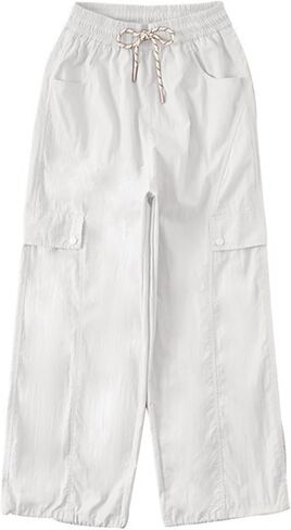 Girls Cargo Pants Y2K Baggy Straight Wide Leg Drawstring Jogger Pants with Pocket in Saudi Arabia