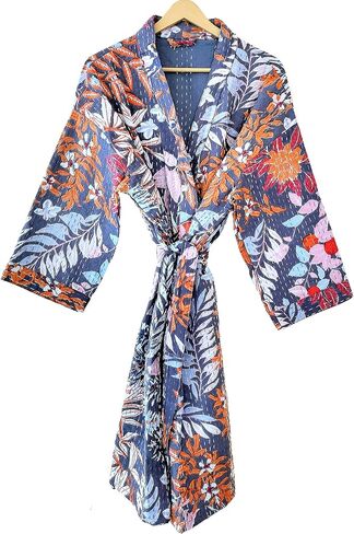 Open Fron Mid length Cotton Ethnic Monkey Print Royal Blue Hippie Lightweight Women Boho Kantha Jacket in Saudi Arabia