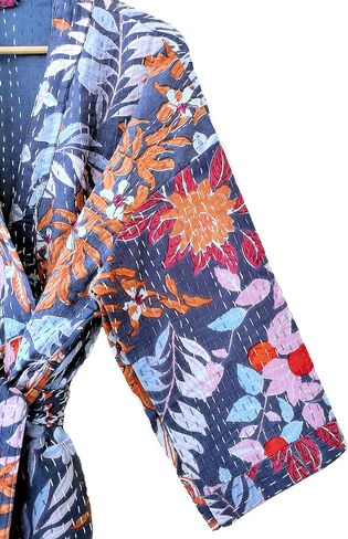 Open Fron Mid length Cotton Ethnic Monkey Print Royal Blue Hippie Lightweight Women Boho Kantha Jacket in Saudi Arabia