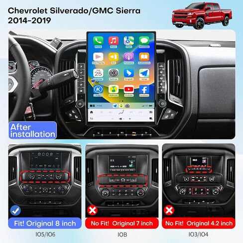 15.6 بوصة الراديو للسيارة لشيفروليه سيلفرادو GMC Sierra 2014-2019 البديل ستيريو Android 13 رئيس الوحدة 2K IPS شاشة اللمسات Carplay Android Auto Bluetooth Tesla Style Swc SWC OEM 8 بوصة in Kuwait