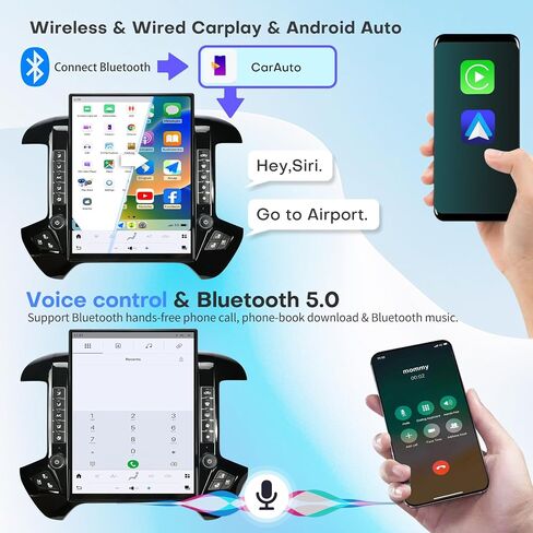 15.6 بوصة الراديو للسيارة لشيفروليه سيلفرادو GMC Sierra 2014-2019 البديل ستيريو Android 13 رئيس الوحدة 2K IPS شاشة اللمسات Carplay Android Auto Bluetooth Tesla Style Swc SWC OEM 8 بوصة in Kuwait