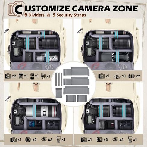 حقيبة كاميرا DSLR/SLR RAKERMORE DSLR/SLR للمصورين ، حقائب الظهر التصوير الفوتوغرافي مع غطاء المطر و 15 بوصة مقصورة محمول مضادة للسرقة حزمة الكاميرا الخلفية ، الأسود in Kuwait