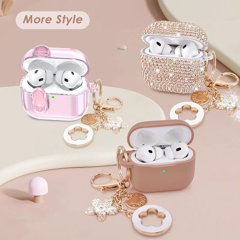 (with Safety Lock) Clear Case Compatible with Cute Apple Airpods 4 Cases 2024 Women, VISOOM Soft TPU Transparency Air pods 4 Gen Cases iPods 4 Earbuds Case Girl Bling Keychain for Airpod iPod 4th Gen in Kuwait