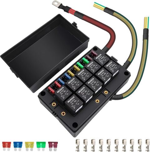 12V Fuse Relay Box, 10 Slots Relay Holder 15 Slots ATC/ATO Fuse Holder, Universal Fuse and Relay Box Block, for Cars Truck Marine Boat Jeep in Saudi Arabia