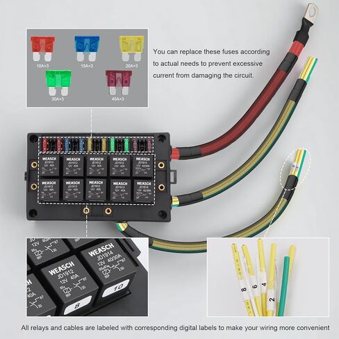 12V Fuse Relay Box, 10 Slots Relay Holder 15 Slots ATC/ATO Fuse Holder, Universal Fuse and Relay Box Block, for Cars Truck Marine Boat Jeep in Saudi Arabia