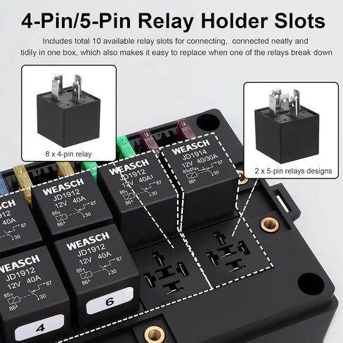 12V Fuse Relay Box, 10 Slots Relay Holder 15 Slots ATC/ATO Fuse Holder, Universal Fuse and Relay Box Block, for Cars Truck Marine Boat Jeep in Saudi Arabia