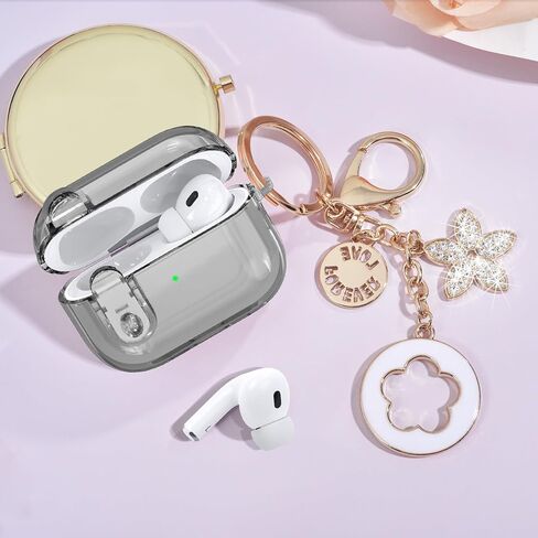 (with Safety Lock) Clear Case Compatible with Cute Apple Airpods 4 Cases 2024 Women, VISOOM Soft TPU Transparency Air pods 4 Gen Cases iPods 4 Earbuds Case Girl Bling Keychain for Airpod iPod 4th Gen in Kuwait