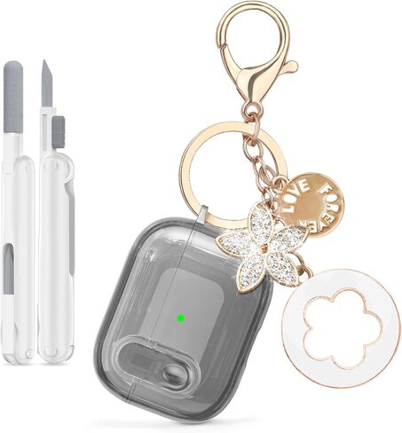 (with Safety Lock) Clear Case Compatible with Cute Apple Airpods 4 Cases 2024 Women, VISOOM Soft TPU Transparency Air pods 4 Gen Cases iPods 4 Earbuds Case Girl Bling Keychain for Airpod iPod 4th Gen in Kuwait