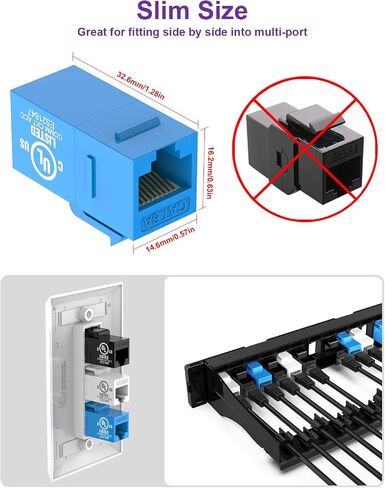 VCE UL Listed 25-Pack RJ45 CAT6 Keystone Coupler Female to Female Insert Coupler, UTP CAT6 Keystone Inline Coupler White in Saudi Arabia