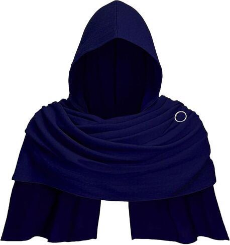 Post Apocalyptic Shawl with Hood, Medieval Hooded Scarf Cowl Men for Retro Viking Shaman Rogue Renaissance Costume in Saudi Arabia