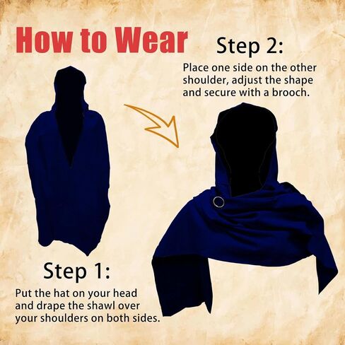 Post Apocalyptic Shawl with Hood, Medieval Hooded Scarf Cowl Men for Retro Viking Shaman Rogue Renaissance Costume in Saudi Arabia