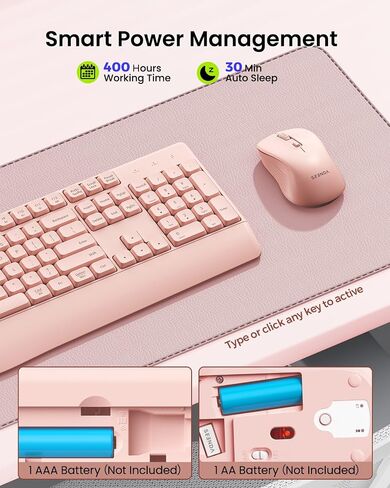 لوحة المفاتيح والماوس Seenda Bluetooth ، 2.4G USB + Bluetooth متعدد الأجهزة ، مجموعة الماوس لوحة المفاتيح المريحة ، التحرير والسرد اللاسلكي كامل الحجم متوافق مع أجهزة الكمبيوتر المحمولة Mac OS/Windows PC PC in Kuwait