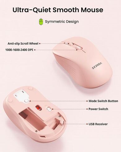 لوحة المفاتيح والماوس Seenda Bluetooth ، 2.4G USB + Bluetooth متعدد الأجهزة ، مجموعة الماوس لوحة المفاتيح المريحة ، التحرير والسرد اللاسلكي كامل الحجم متوافق مع أجهزة الكمبيوتر المحمولة Mac OS/Windows PC PC in Kuwait