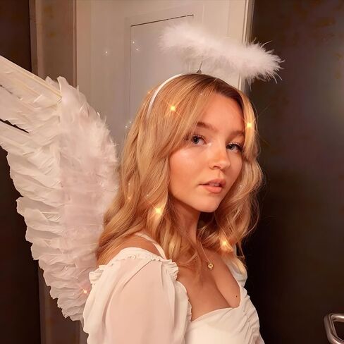 SEVADA Black Angel Wings and Halo for Adult Women, Dark Devil Fallen Angel Halo Wings for Kids Girls Teen, Black Feather Angel Wings Costume in Saudi Arabia