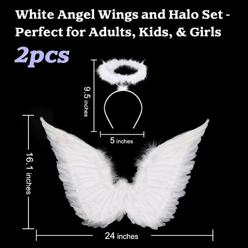 SEVADA Black Angel Wings and Halo for Adult Women, Dark Devil Fallen Angel Halo Wings for Kids Girls Teen, Black Feather Angel Wings Costume in Saudi Arabia